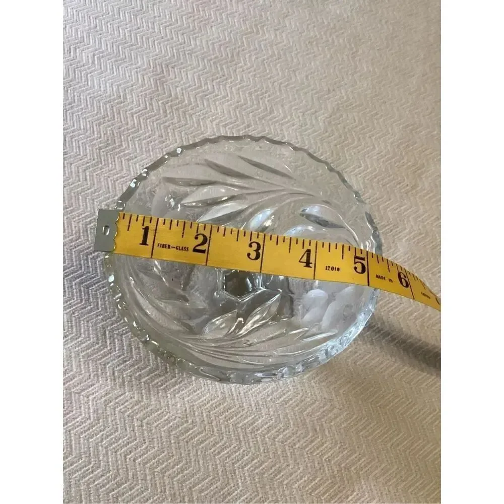 Beautiful Vintage Crystal Etched Floral Candy Compote Pedestal Dish